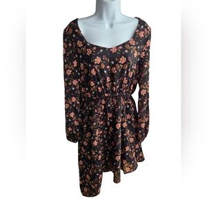 NWT JOA Black Floral Dress Size M